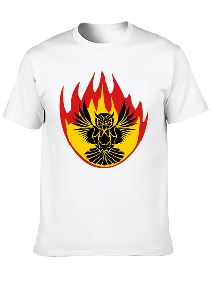 Fiery Owl Graphic Tee - Black Cotton Shirt