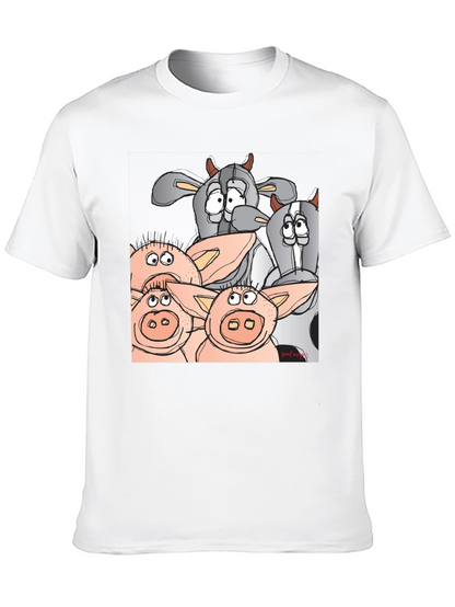 Funny Cartoon Farm Animal Black T-Shirt