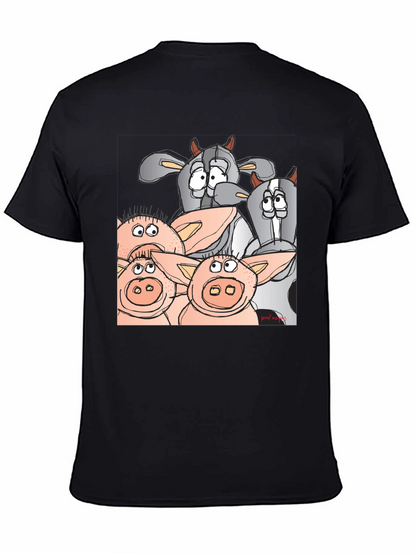 Funny Cartoon Farm Animal Black T-Shirt