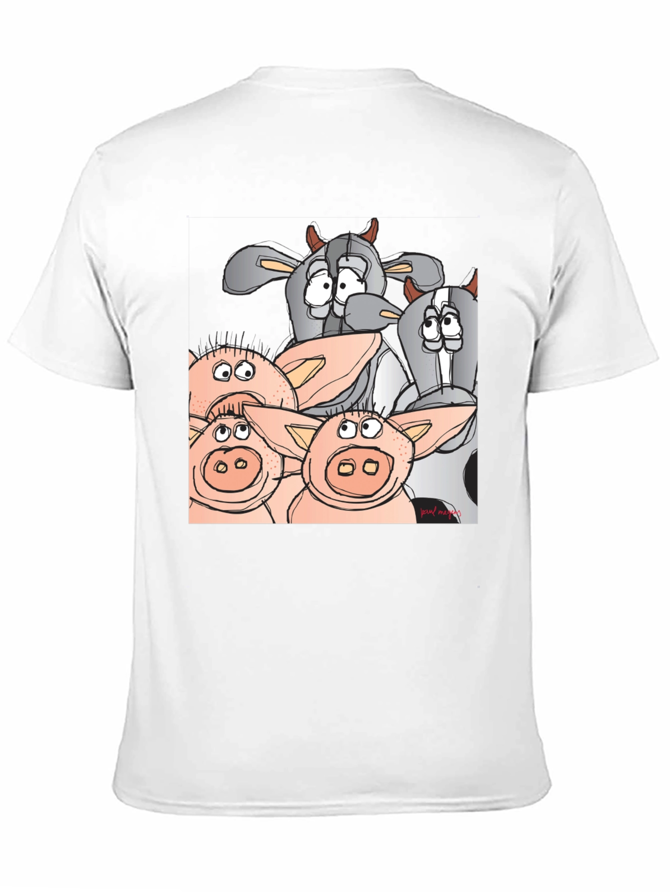 Funny Cartoon Farm Animal Black T-Shirt