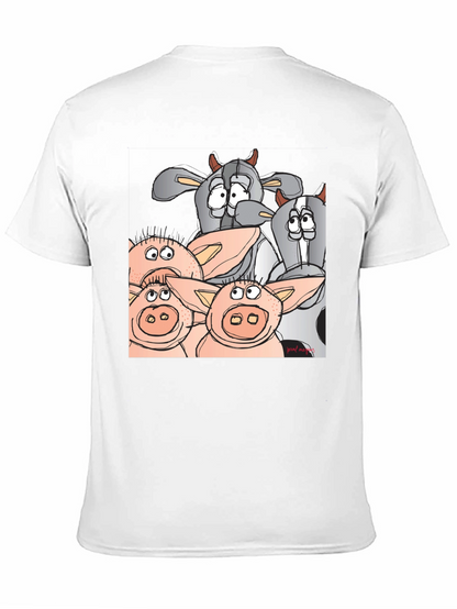 Funny Cartoon Farm Animal Black T-Shirt