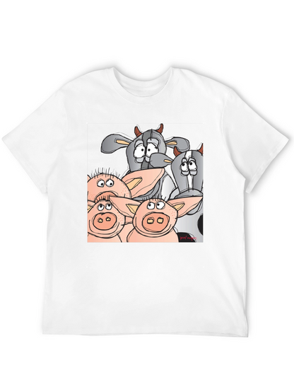 Funny Cartoon Farm Animal Black T-Shirt