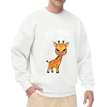 Warning Passive Aggressive Sweatshirt - Funny Angry Giraffe Crewneck, Sarcastic Animal Humor Pullover, Giraffe Lover Gift Sweatshirt, Mood Top