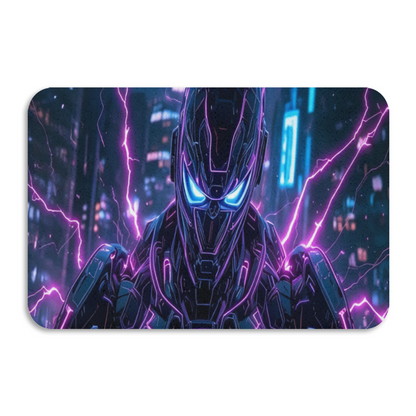 Cyberpunk Robot Neon Lightning Diatomite Bath Mat