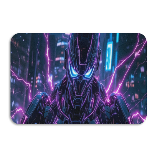 Cyberpunk Robot Neon Lightning Diatomite Bath Mat
