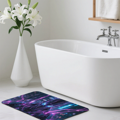 Cyberpunk Robot Neon Lightning Diatomite Bath Mat