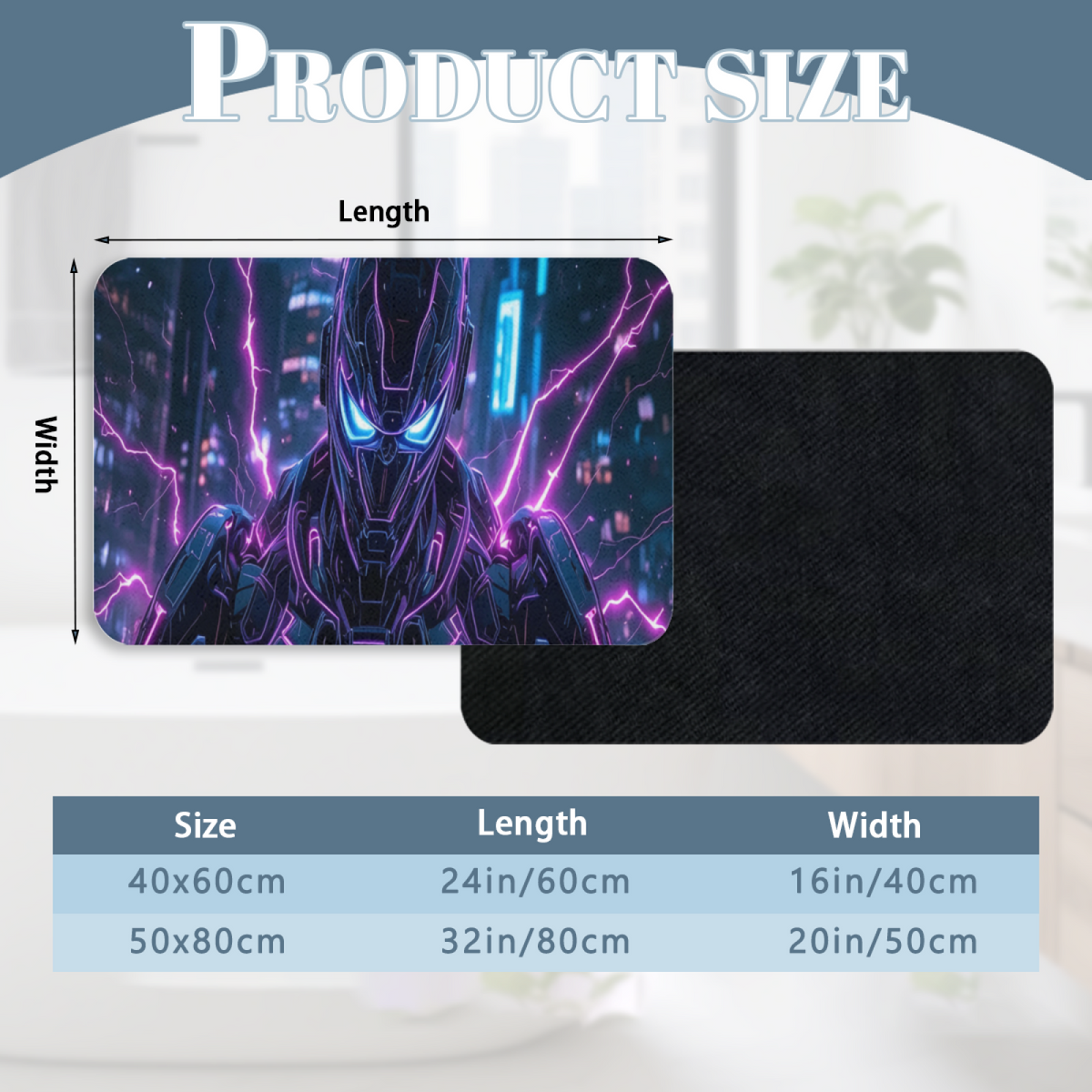 Cyberpunk Robot Neon Lightning Diatomite Bath Mat