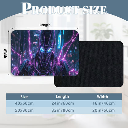Cyberpunk Robot Neon Lightning Diatomite Bath Mat