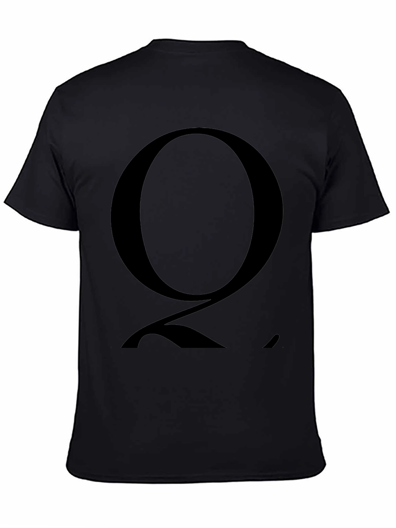 Mens Black T-Shirt with Bold Letter Q Graphic