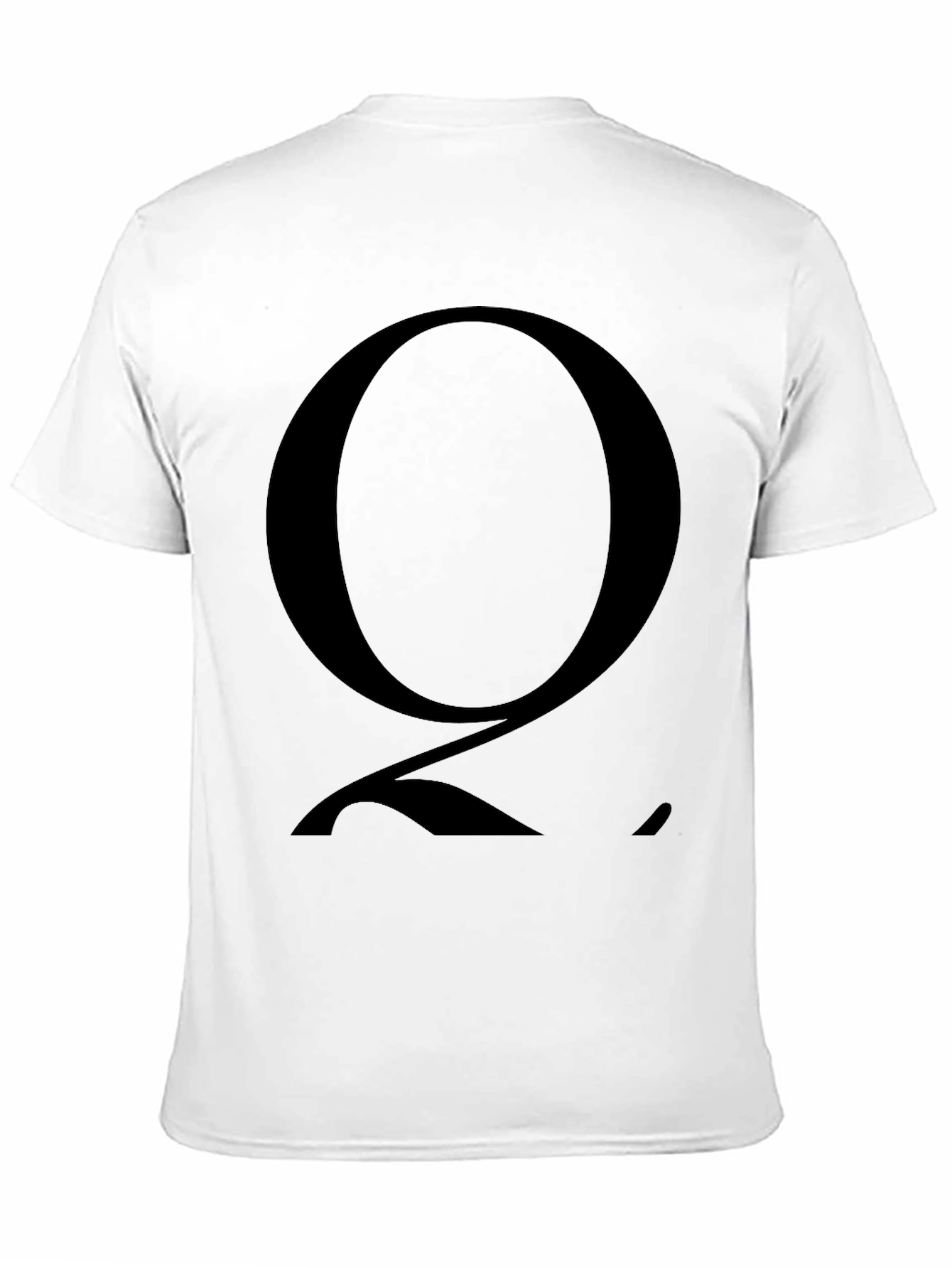 Mens Black T-Shirt with Bold Letter Q Graphic