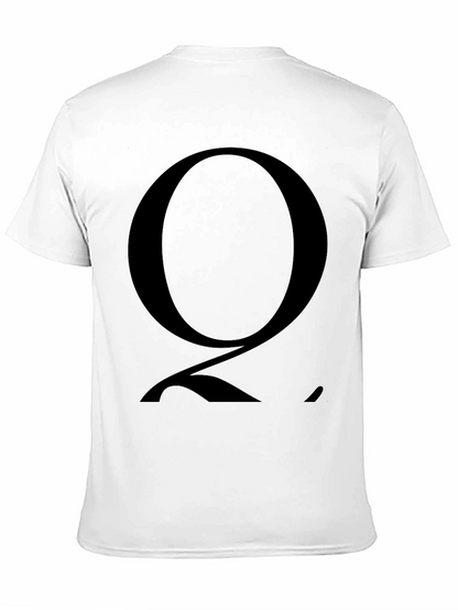 Mens Black T-Shirt with Bold Letter Q Graphic