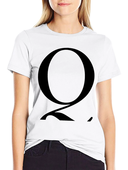 Mens Black T-Shirt with Bold Letter Q Graphic