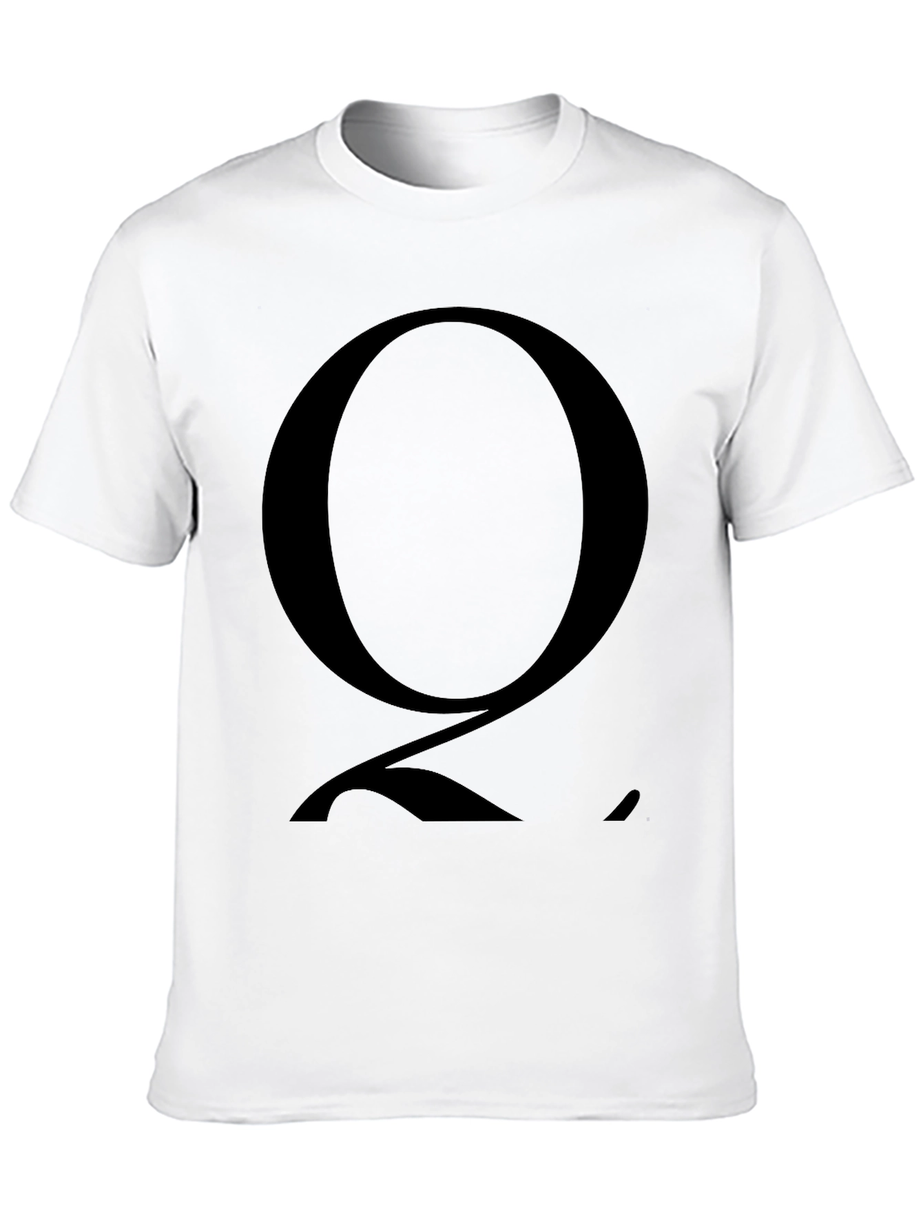Mens Black T-Shirt with Bold Letter Q Graphic