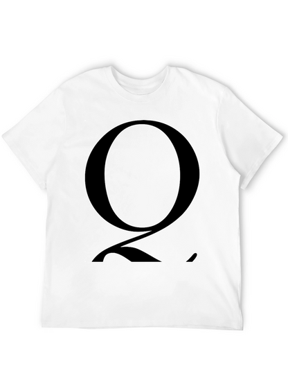 Mens Black T-Shirt with Bold Letter Q Graphic
