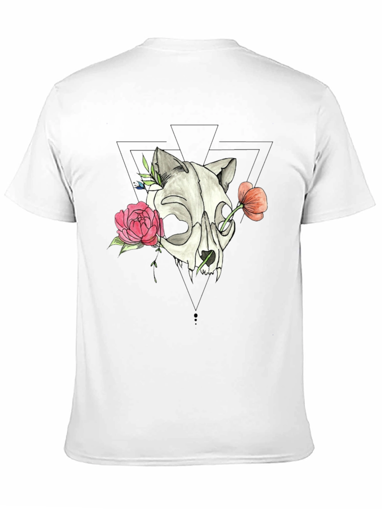 Skull & Floral Print Black T-Shirt