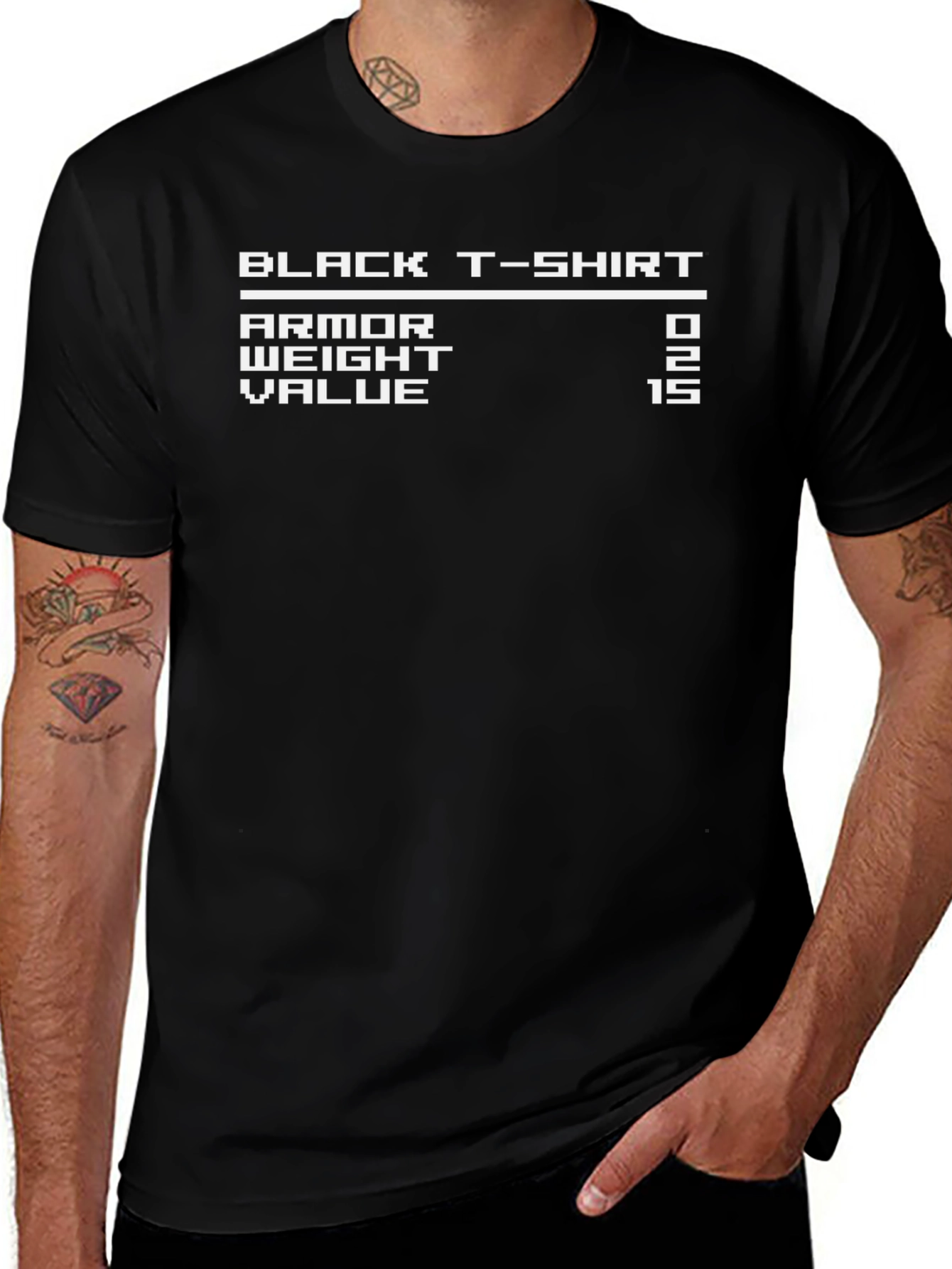 Black T-Shirt RPG Game Stats Graphic Tee