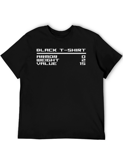 Black T-Shirt RPG Game Stats Graphic Tee