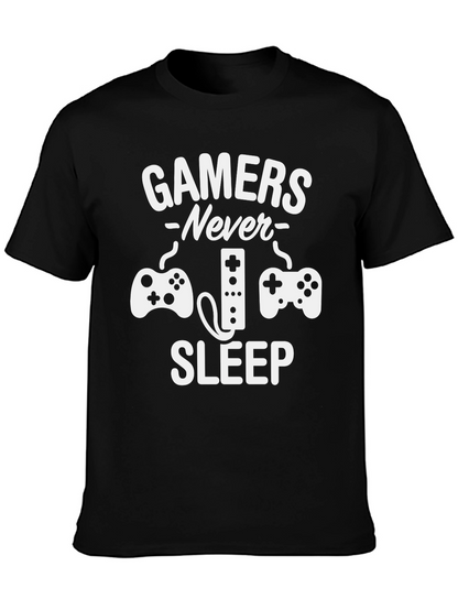 Gamers Never Sleep Graphic Tee - Black