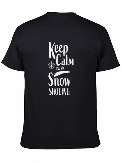 Keep Calm Snow Shoeing Black T-Shirt