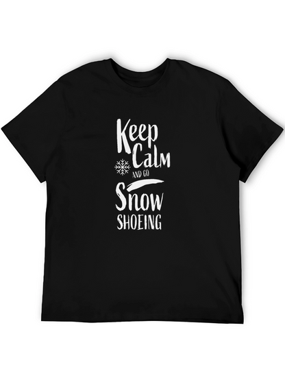 Keep Calm Snow Shoeing Black T-Shirt