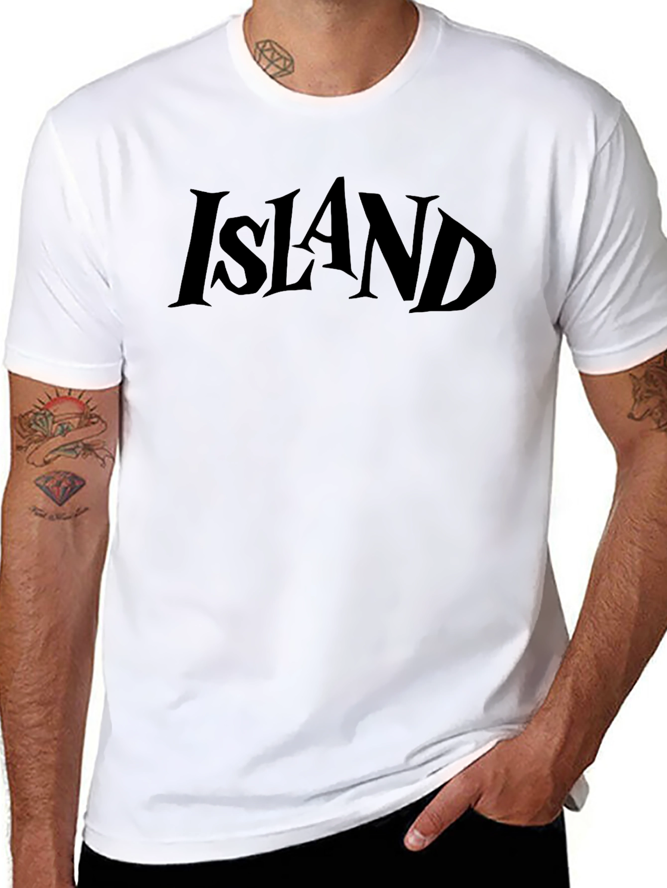 Island Graphic Tee - Black Cotton T-Shirt