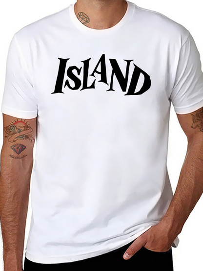 Island Graphic Tee - Black Cotton T-Shirt
