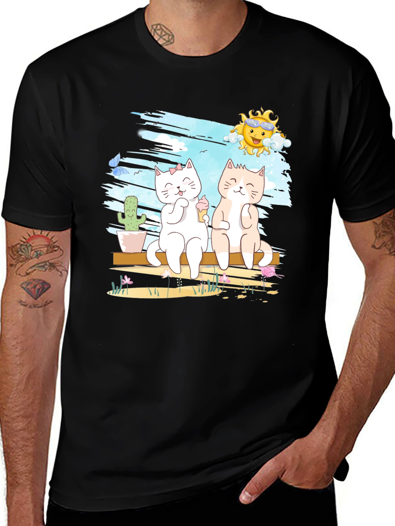 Summer Cats T-Shirt Cute Graphic Tee