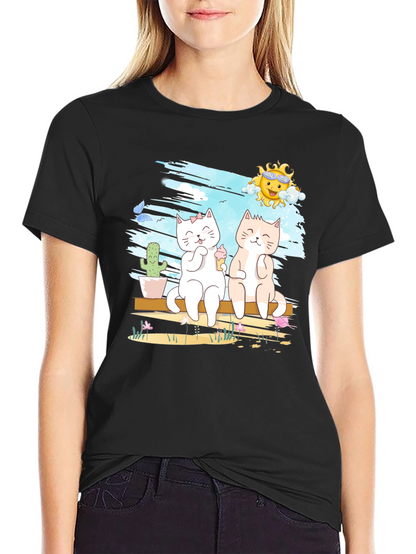 Summer Cats T-Shirt Cute Graphic Tee