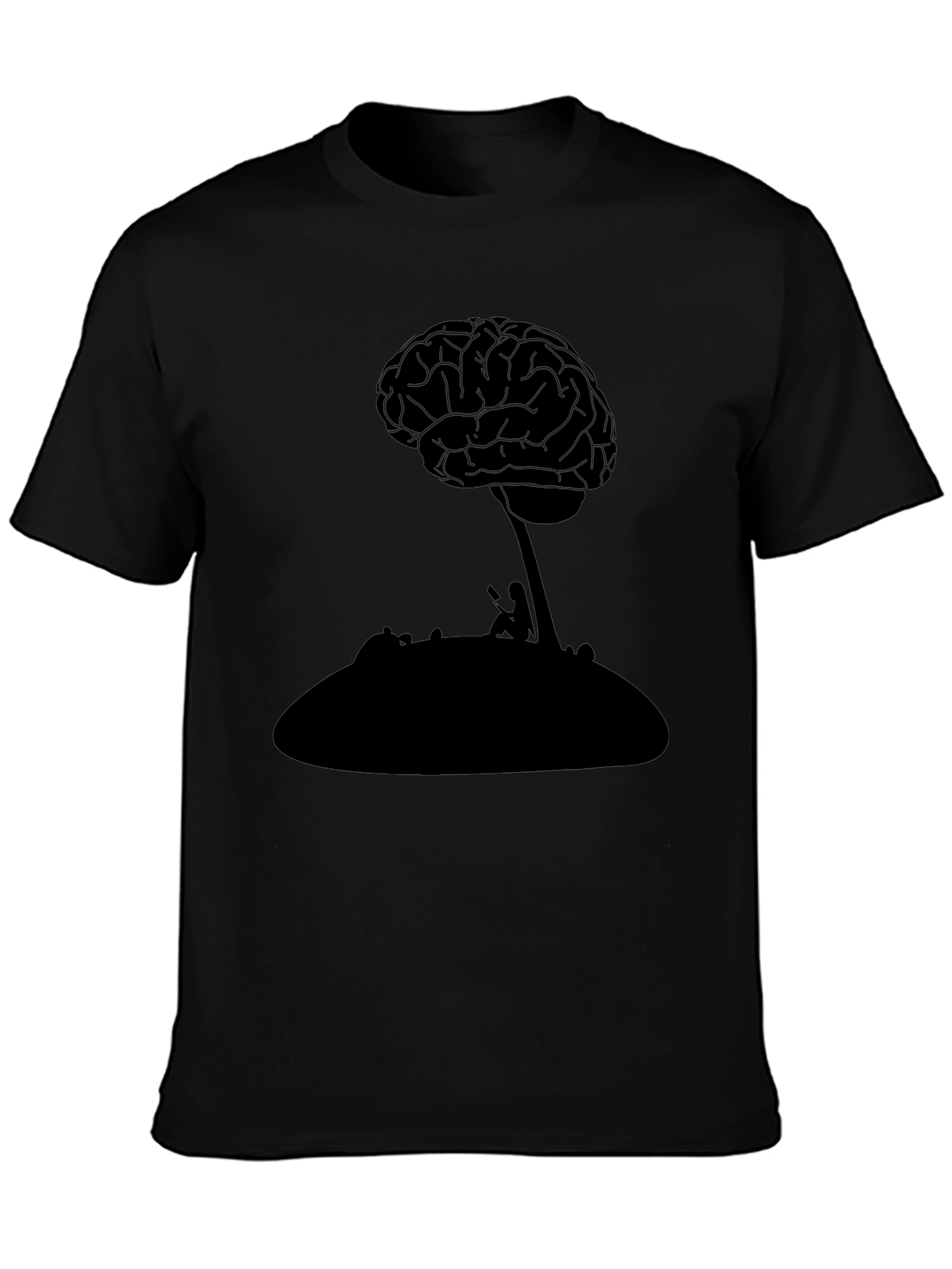 Brain Tree Graphic Tee - Black Cotton T-Shirt