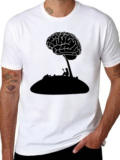 Brain Tree Graphic Tee - Black Cotton T-Shirt