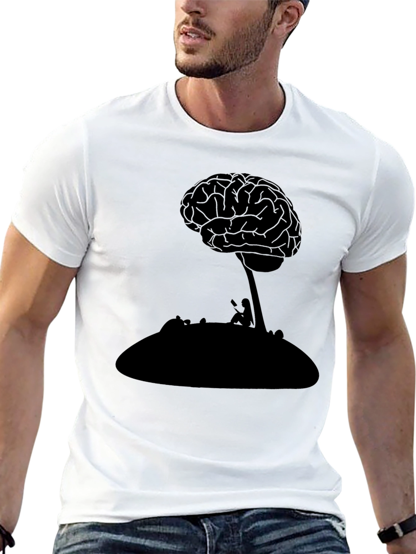 Brain Tree Graphic Tee - Black Cotton T-Shirt