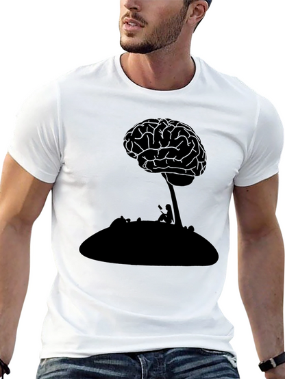 Brain Tree Graphic Tee - Black Cotton T-Shirt