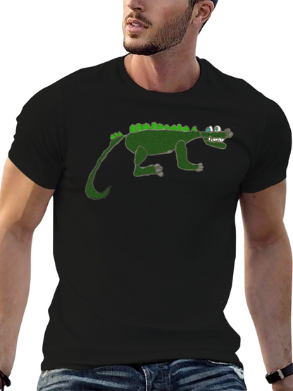 Cartoon Crocodile Graphic Black T-Shirt