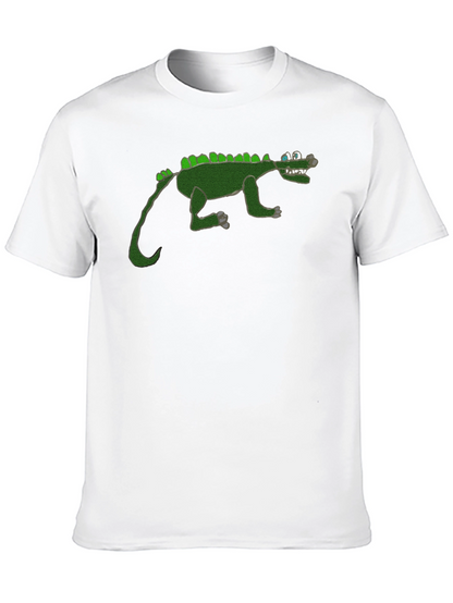 Cartoon Crocodile Graphic Black T-Shirt