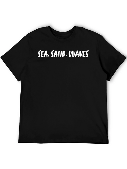 Sea Sand Waves Graphic Black T-Shirt