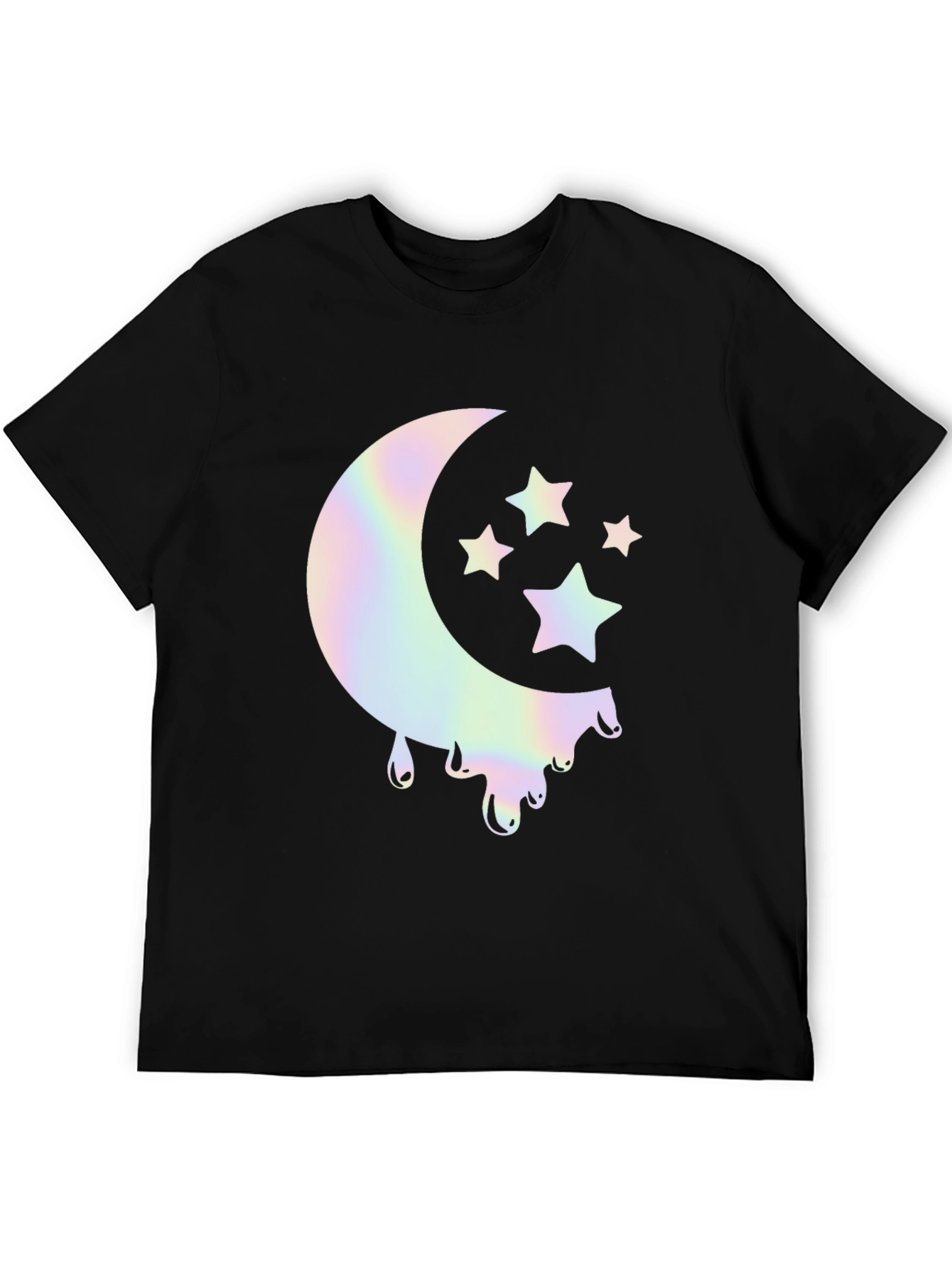 Moon and Stars Graphic Tee - Unique Holographic Design