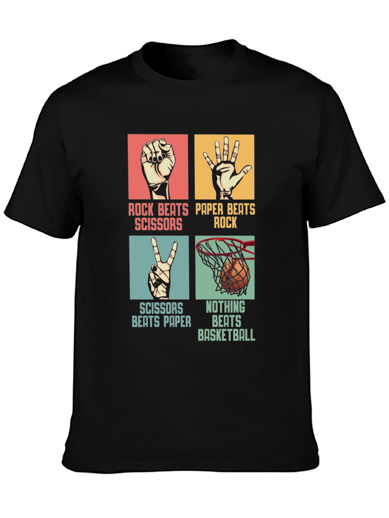 Rock Paper Scissors Basketball Black T-Shirt
