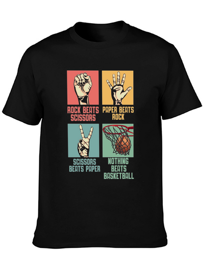 Rock Paper Scissors Basketball Black T-Shirt