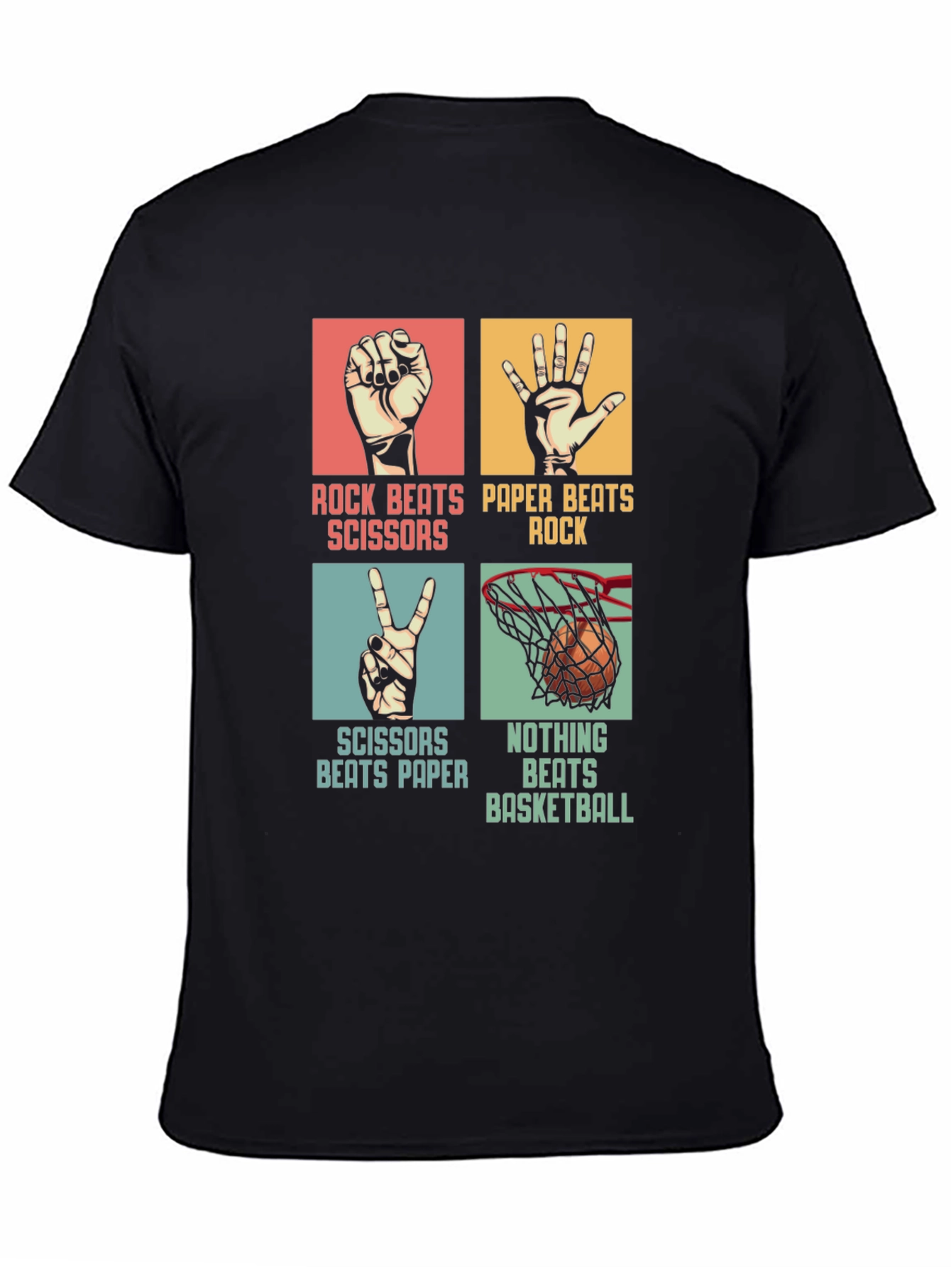Rock Paper Scissors Basketball Black T-Shirt