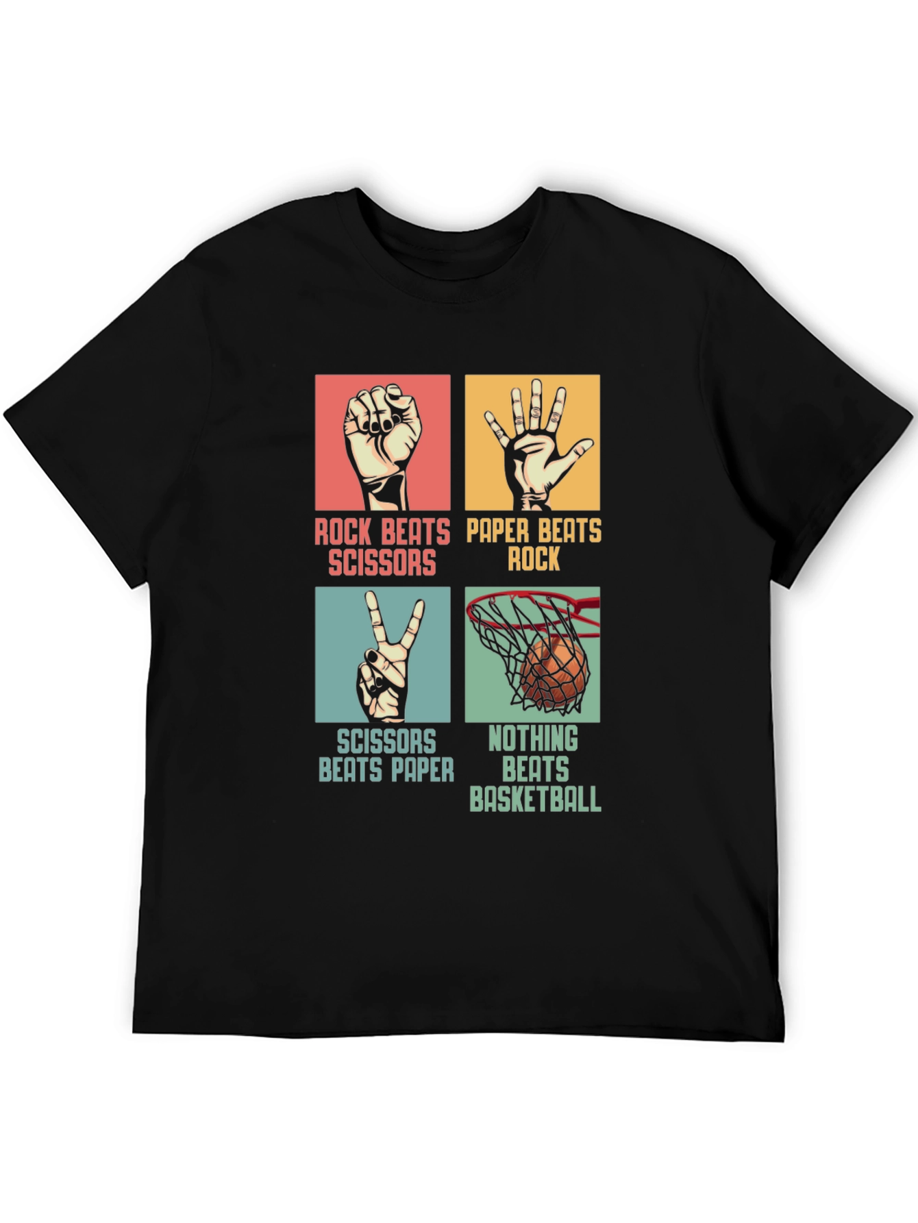 Rock Paper Scissors Basketball Black T-Shirt