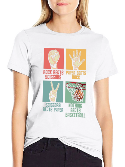 Rock Paper Scissors Basketball Black T-Shirt