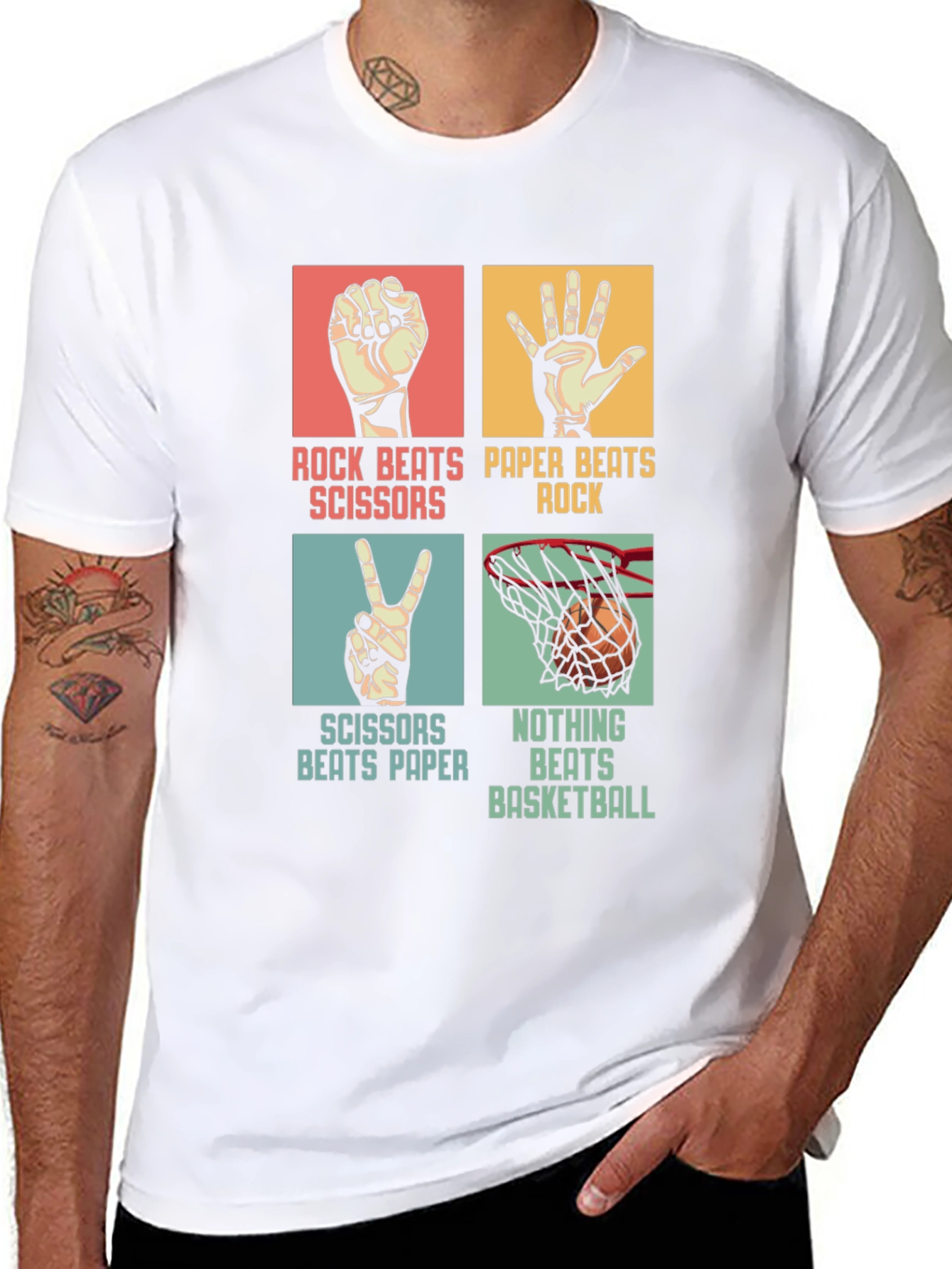 Rock Paper Scissors Basketball Black T-Shirt