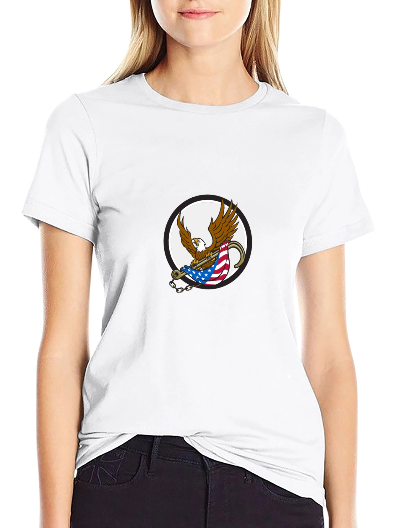 Mens Black Graphic Eagle T-Shirt