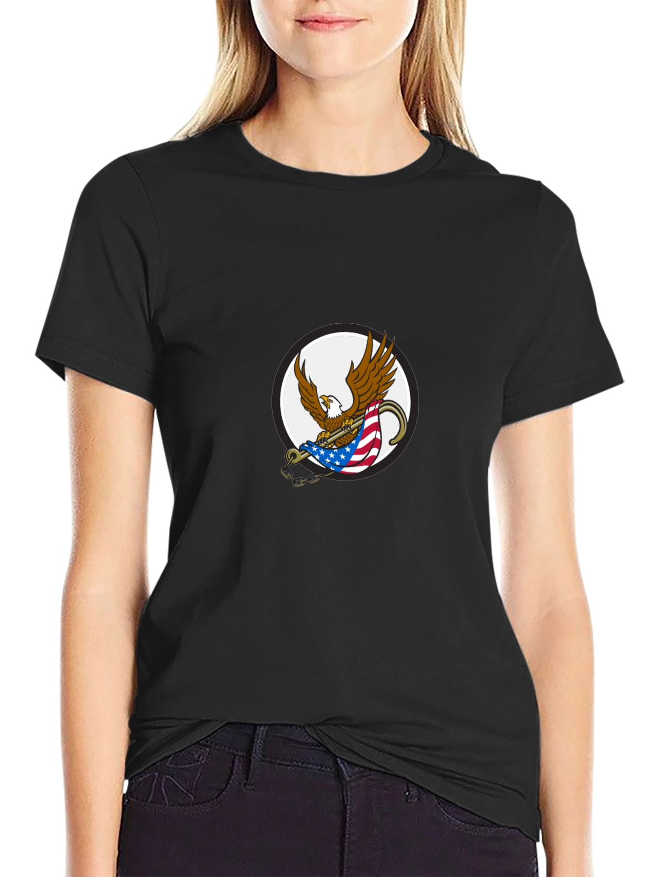 Mens Black Graphic Eagle T-Shirt