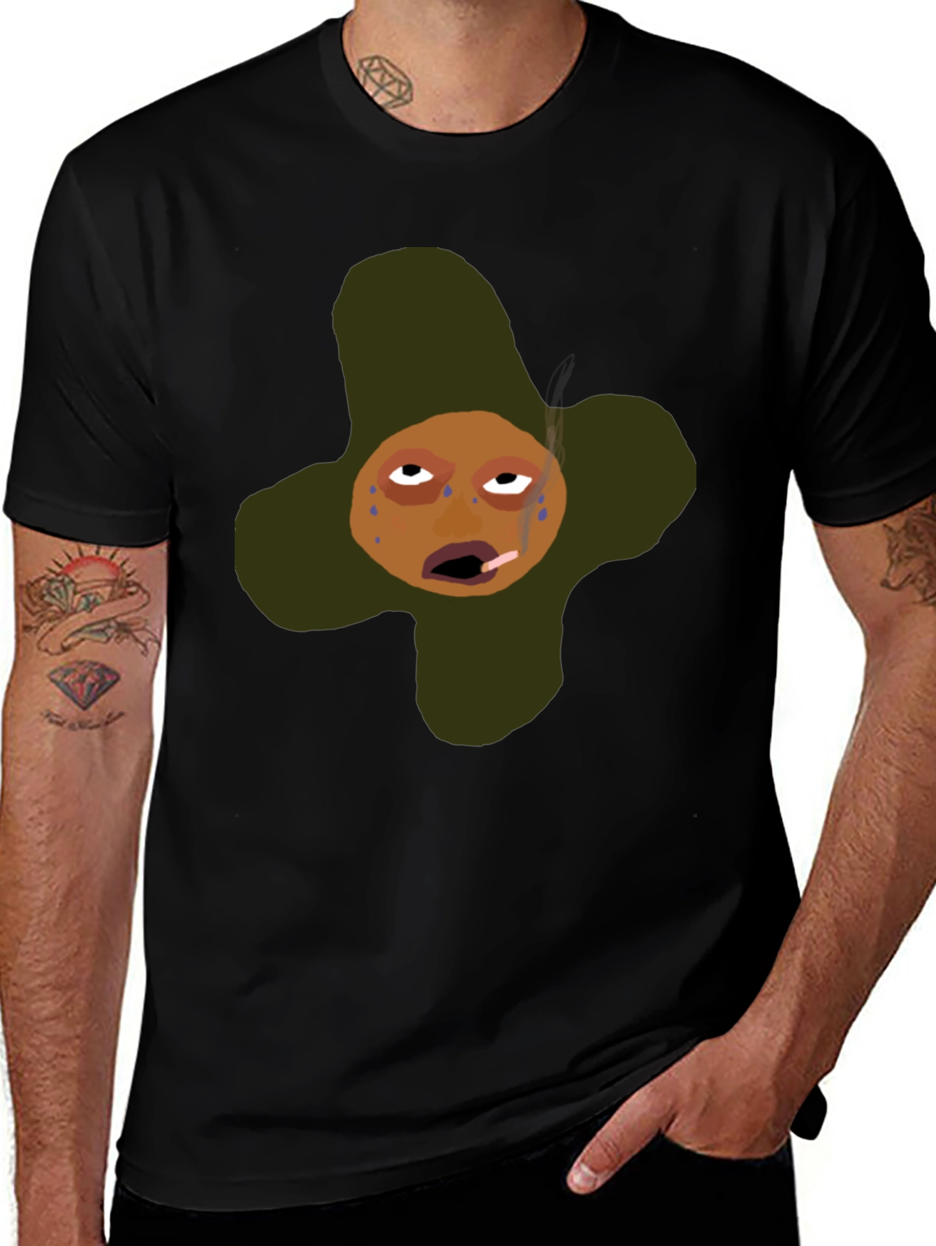 Funny Cartoon Graphic T-Shirt - Black