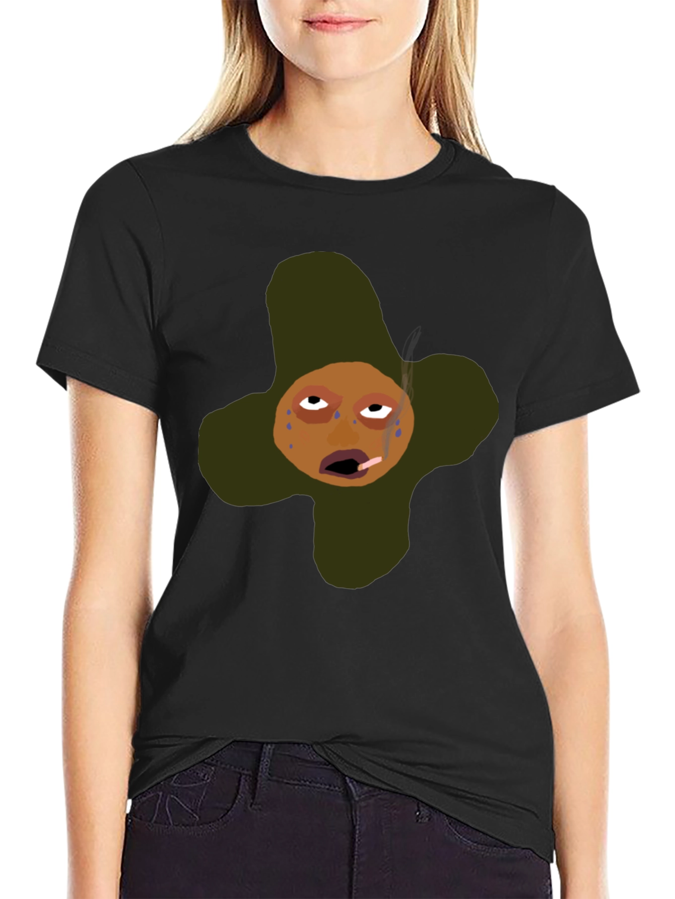 Funny Cartoon Graphic T-Shirt - Black