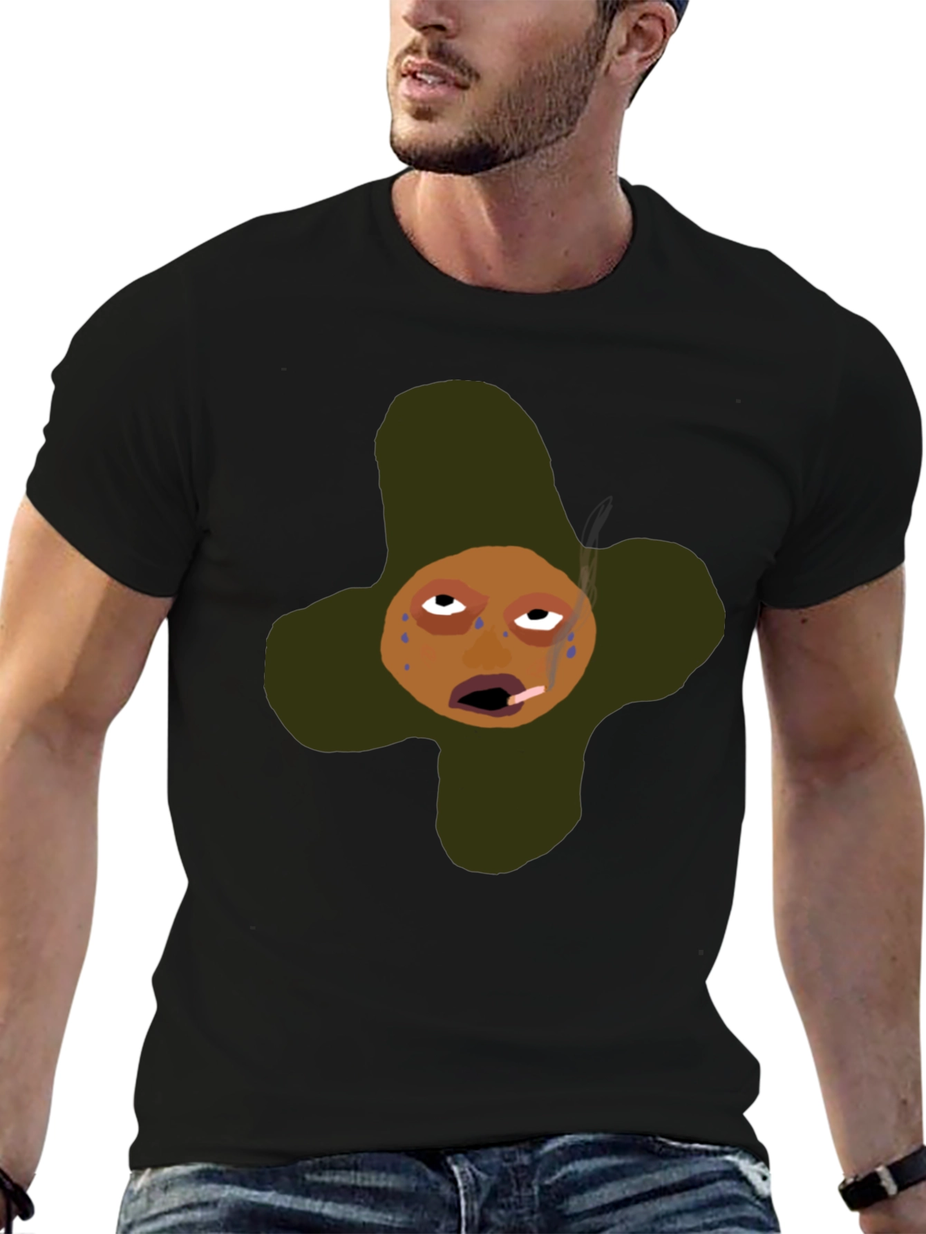Funny Cartoon Graphic T-Shirt - Black