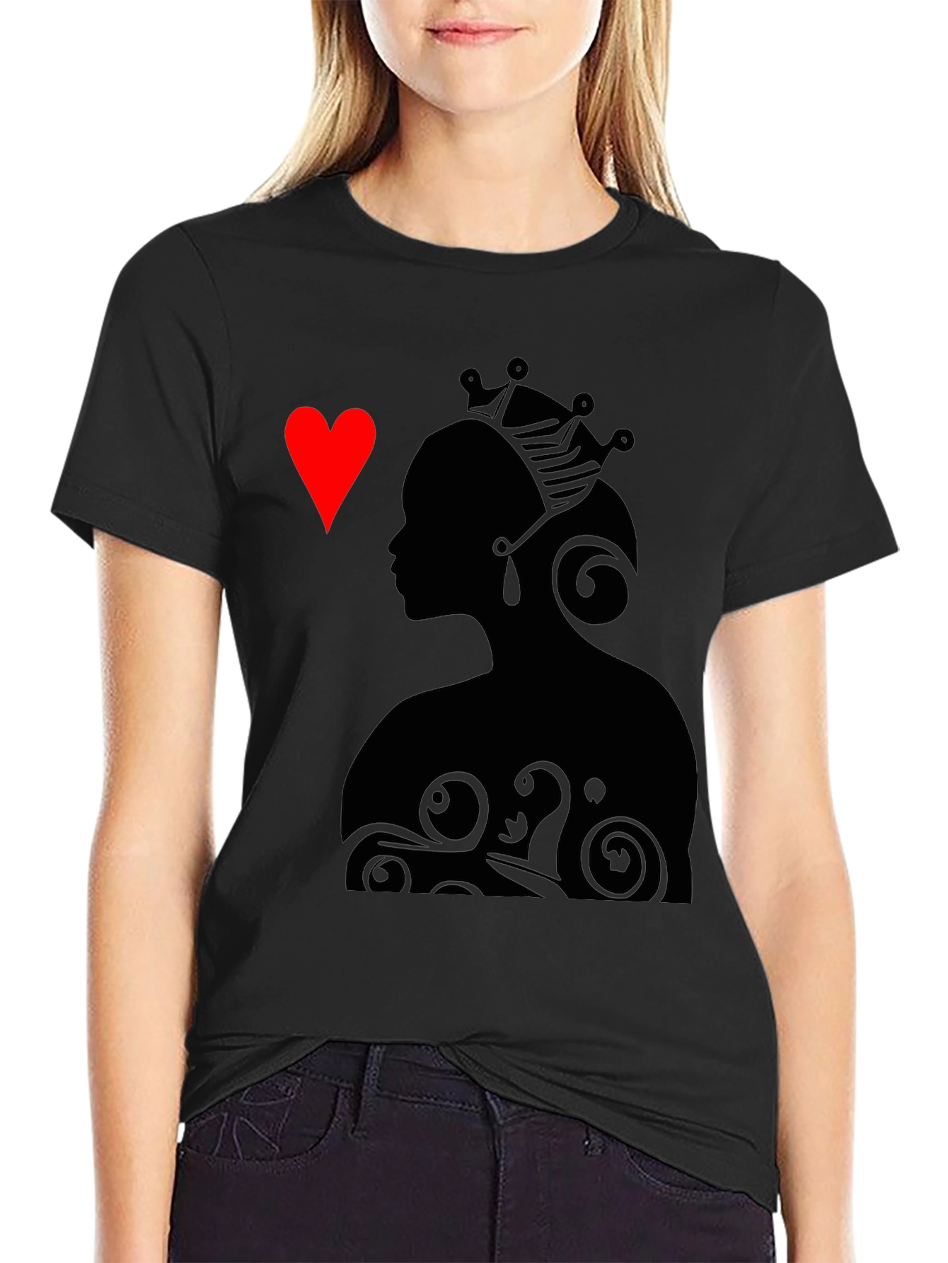 Queen of Hearts Graphic Tee - Stylish Black T-Shirt