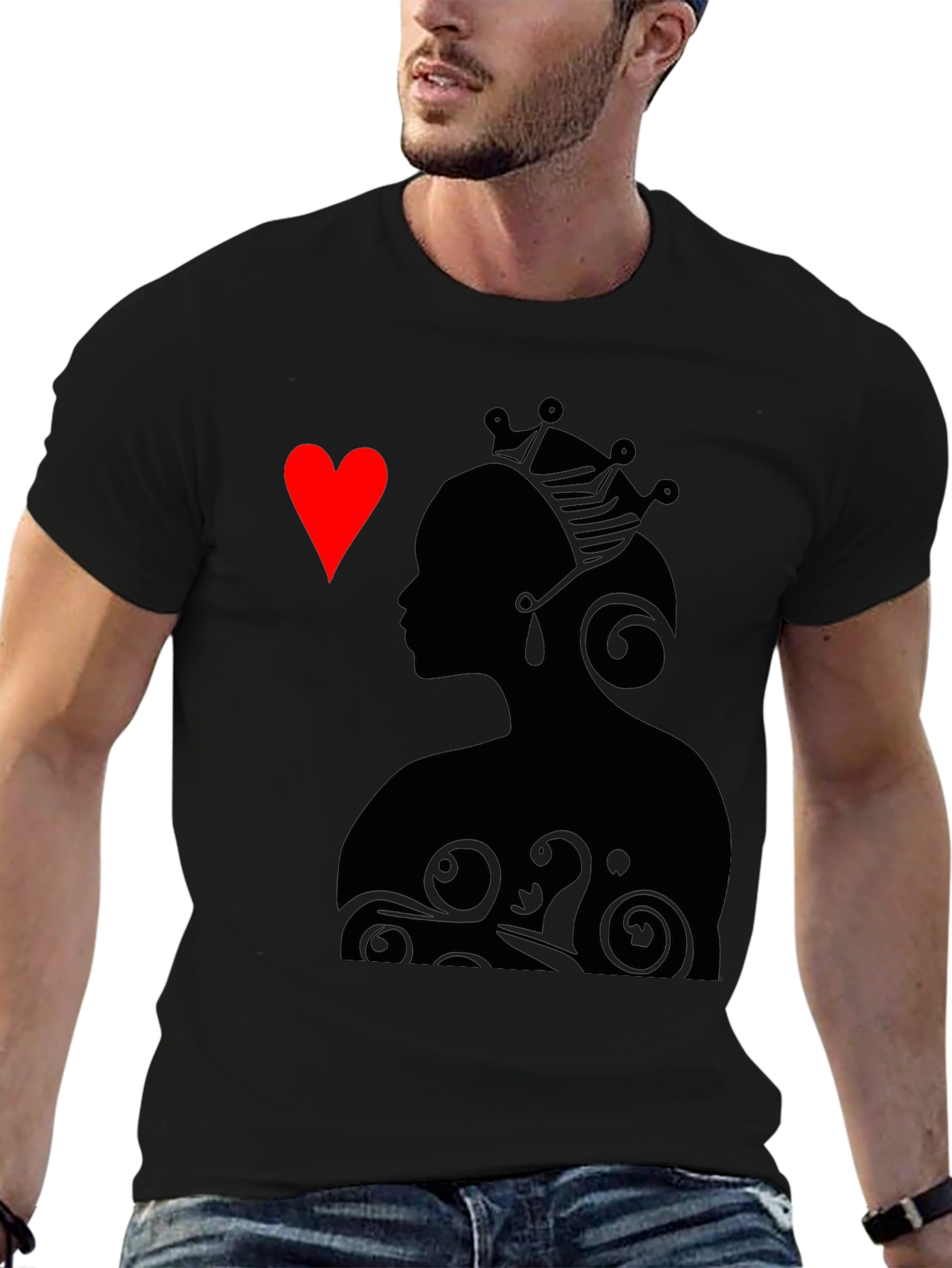 Queen of Hearts Graphic Tee - Stylish Black T-Shirt