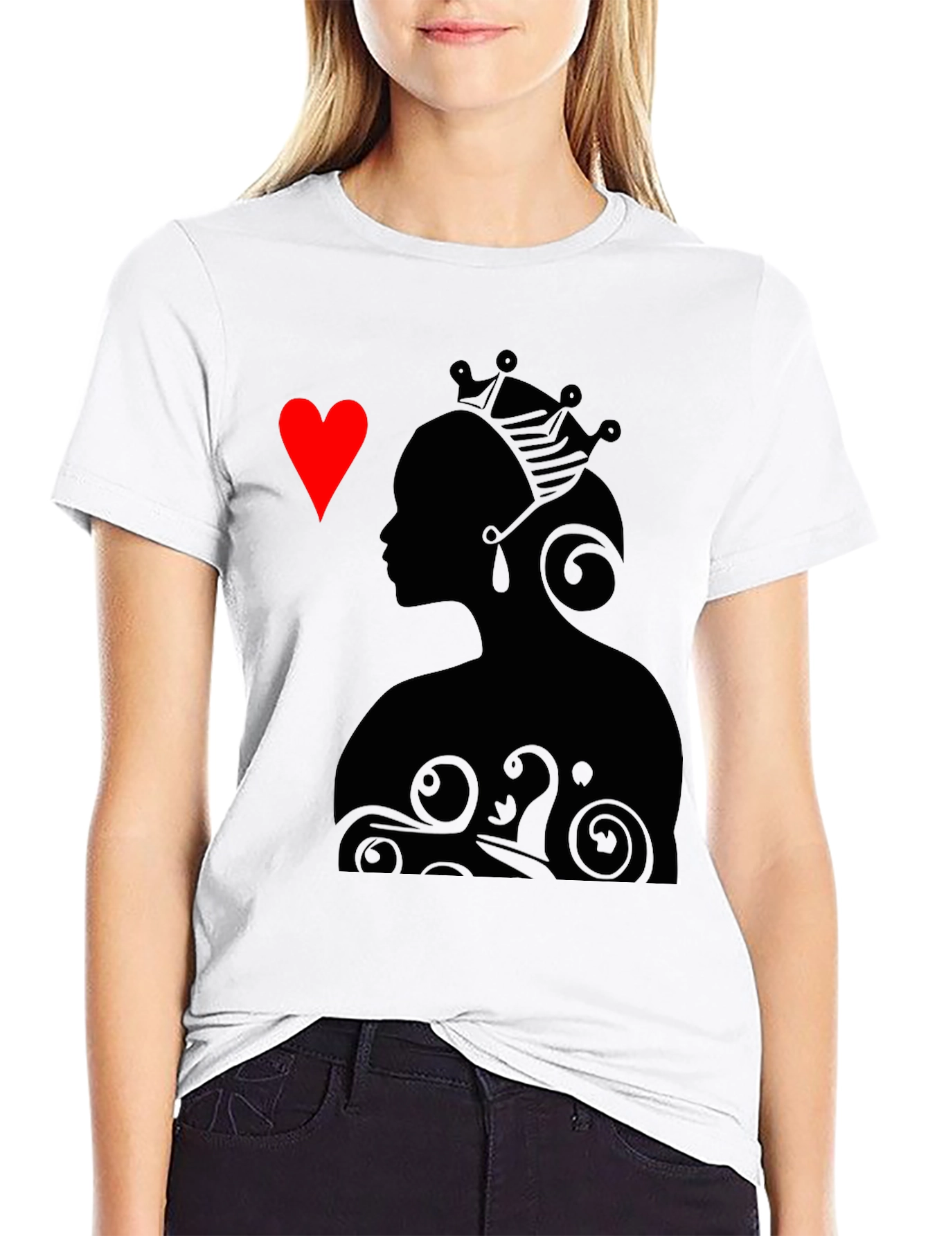 Queen of Hearts Graphic Tee - Stylish Black T-Shirt
